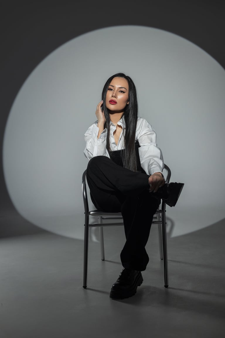 Editorial portrait with dramatic styling