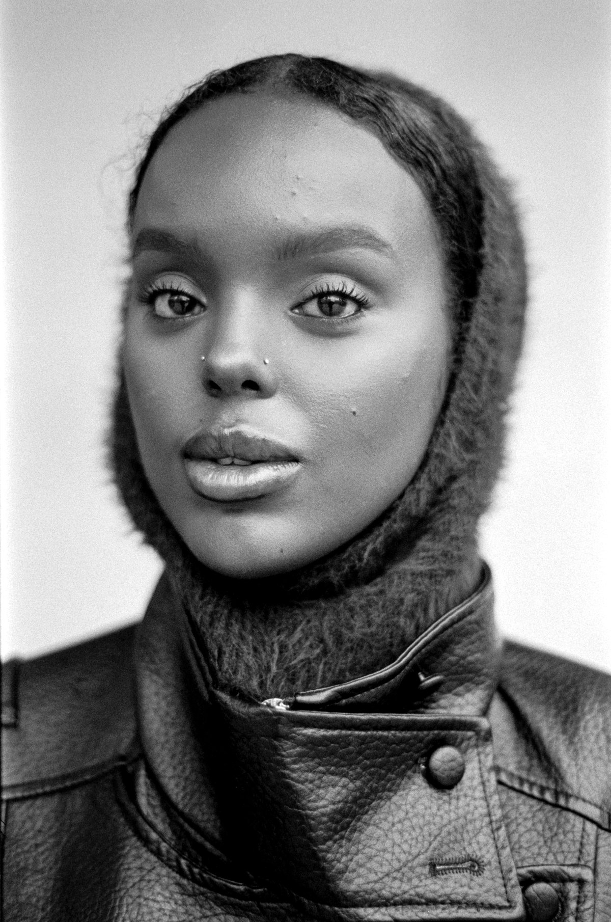 Editorial portrait with dramatic hair